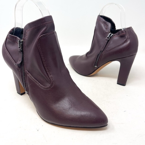 Franco Sarto Womens Ankle Booties Zipper Kaye Burgundy Brown Heeled size 7.5 - Picture 1 of 7